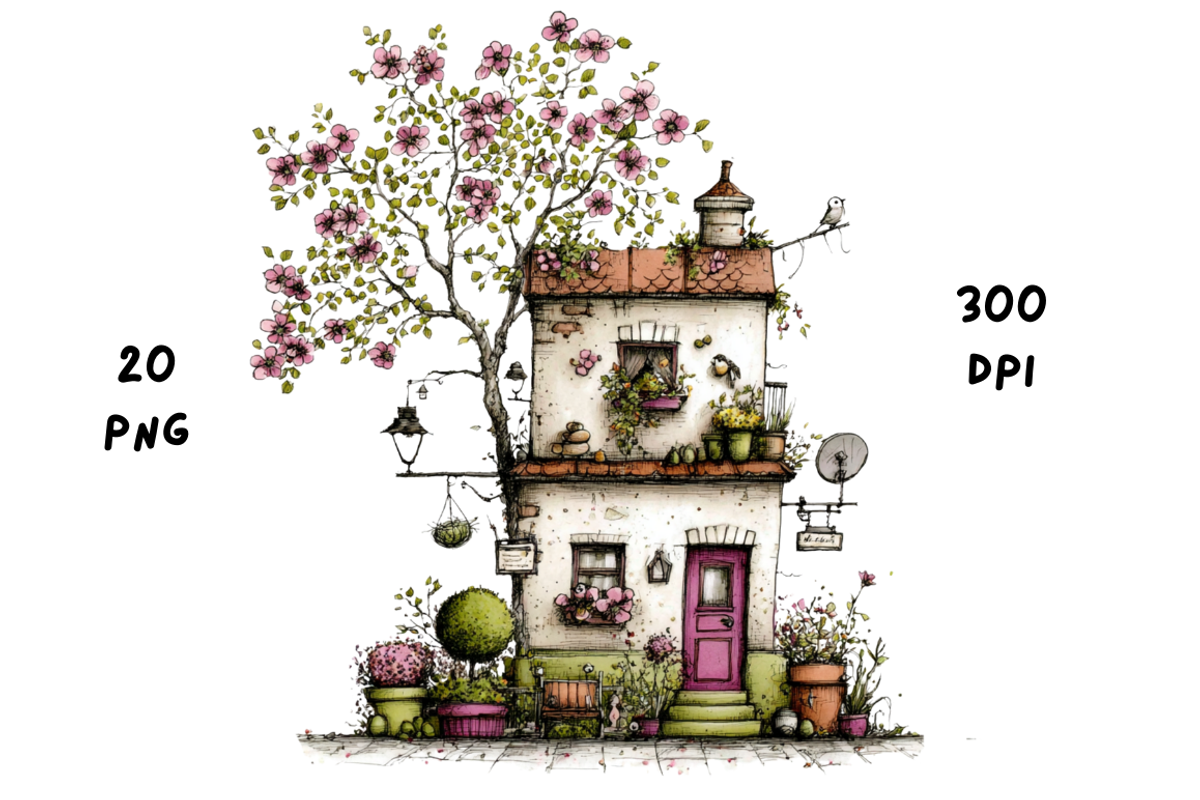 Whimsical Floral Spring House, a Seasonal Illustration by GiraffeCreative (Photo 12 of 20)