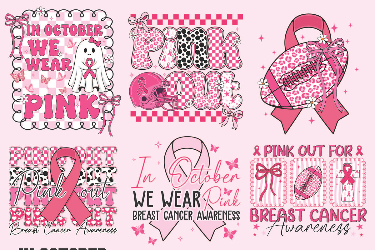 Breast Cancer Sublimation PNG Bundle, an Object Graphic by EllaMaiyaali (Photo 3 of 7)