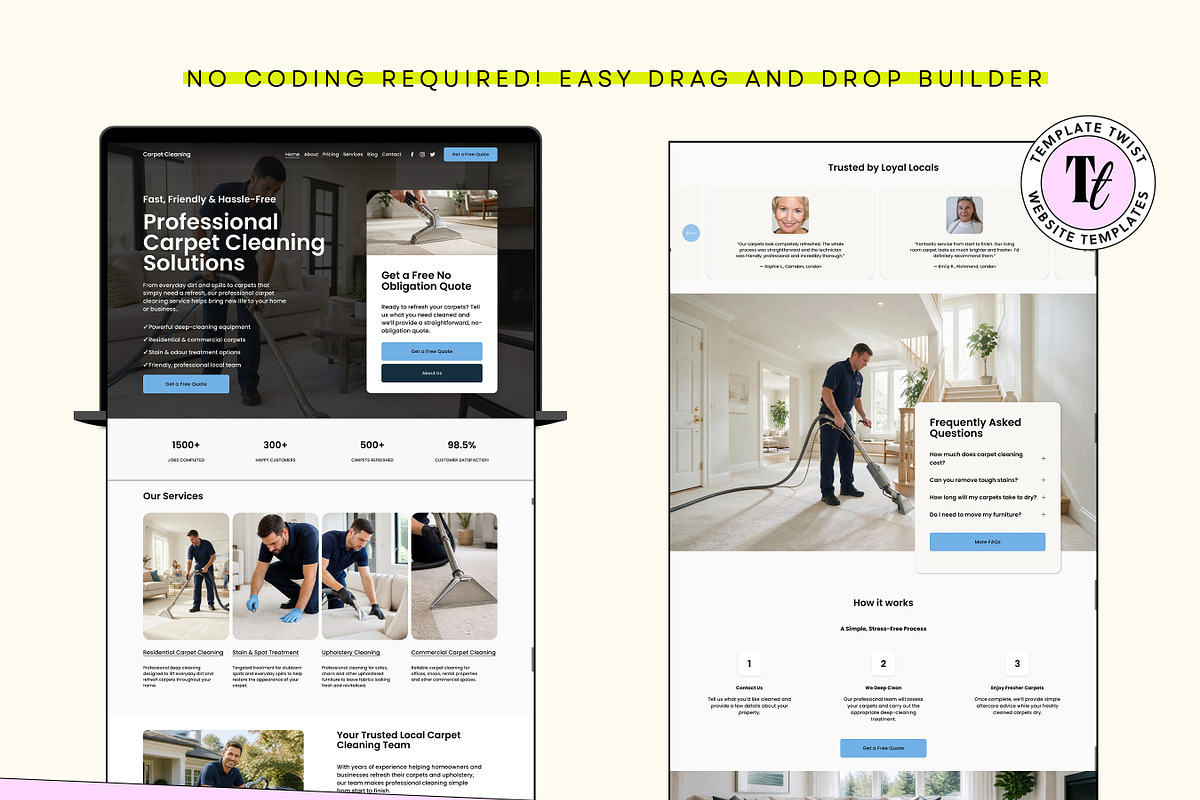 Carpet Cleaning Squarespace Template, a Squarespace Template by Template Twist Shop (Photo 7 of 9)