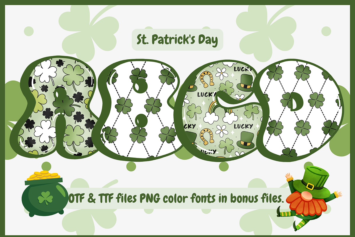 St. Patrick's Day Retro Bubble Font, a Font by It me digital art (Photo 1 of 7)