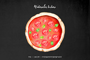 Watercolor Let`s make a pizza set, a Food Illustration by Art and Funny (Thumbnail 6 of 6)