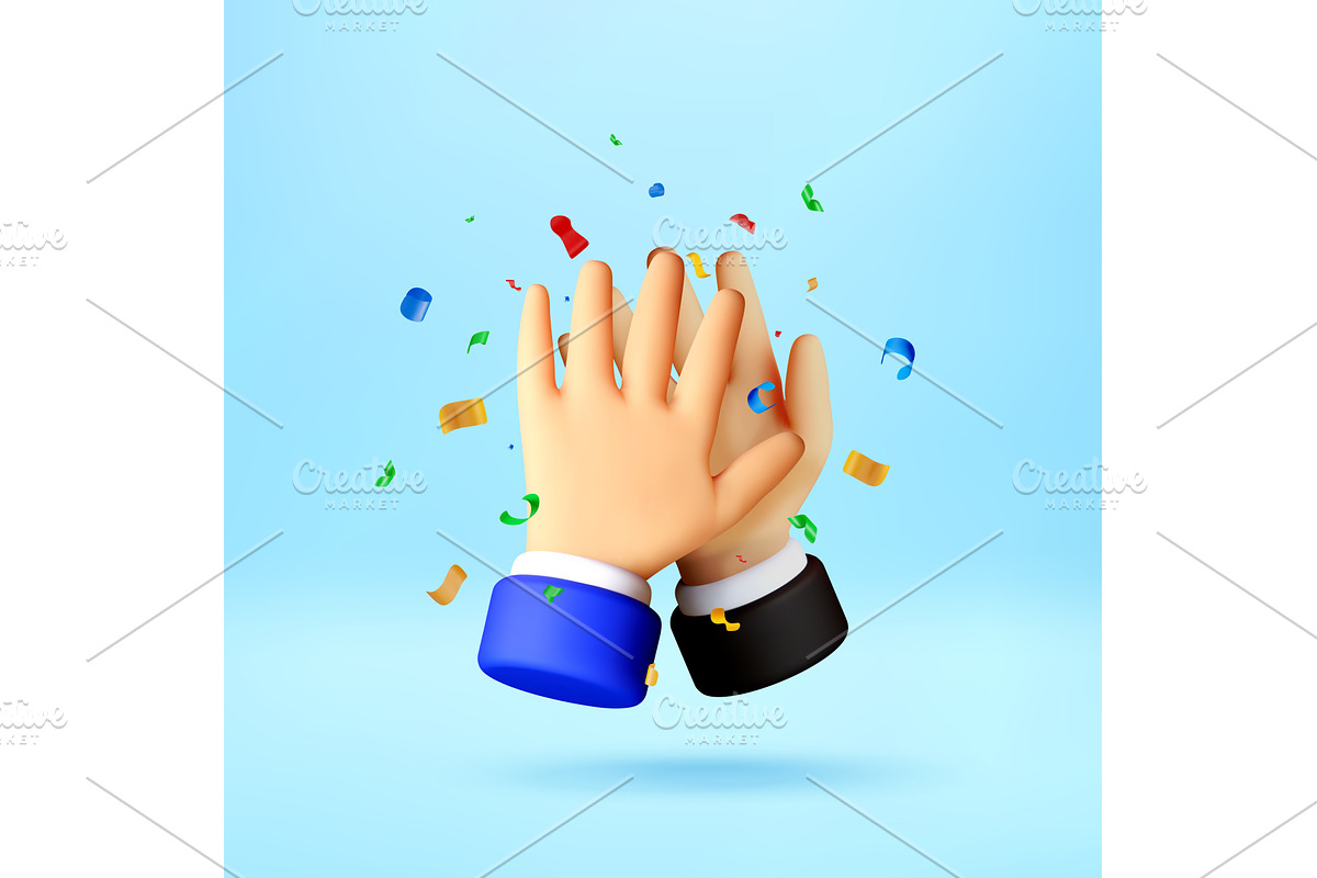 3D Two hands giving a high five with, a Person Illustration by Abscent