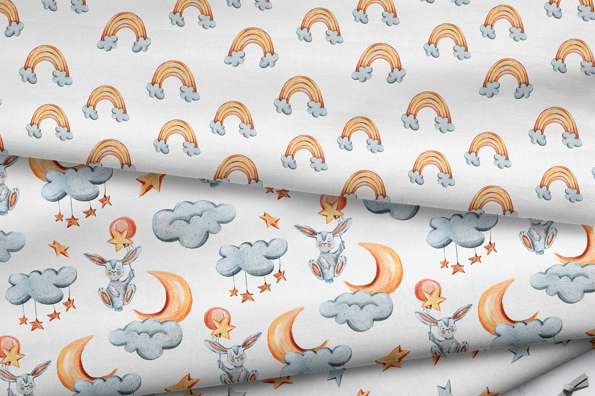 Watercolor CUTE BUNNIES patterns, a Pattern Graphic by Tiana Geo (Photo 7 of 7)