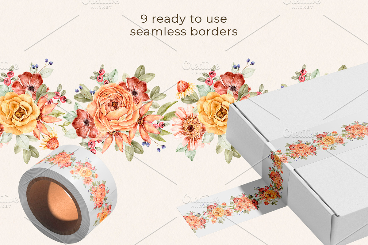 Floral Watercolor set Golden Hour, a Decorative Illustration by Eves_Aquadreams (Photo 11 of 14)