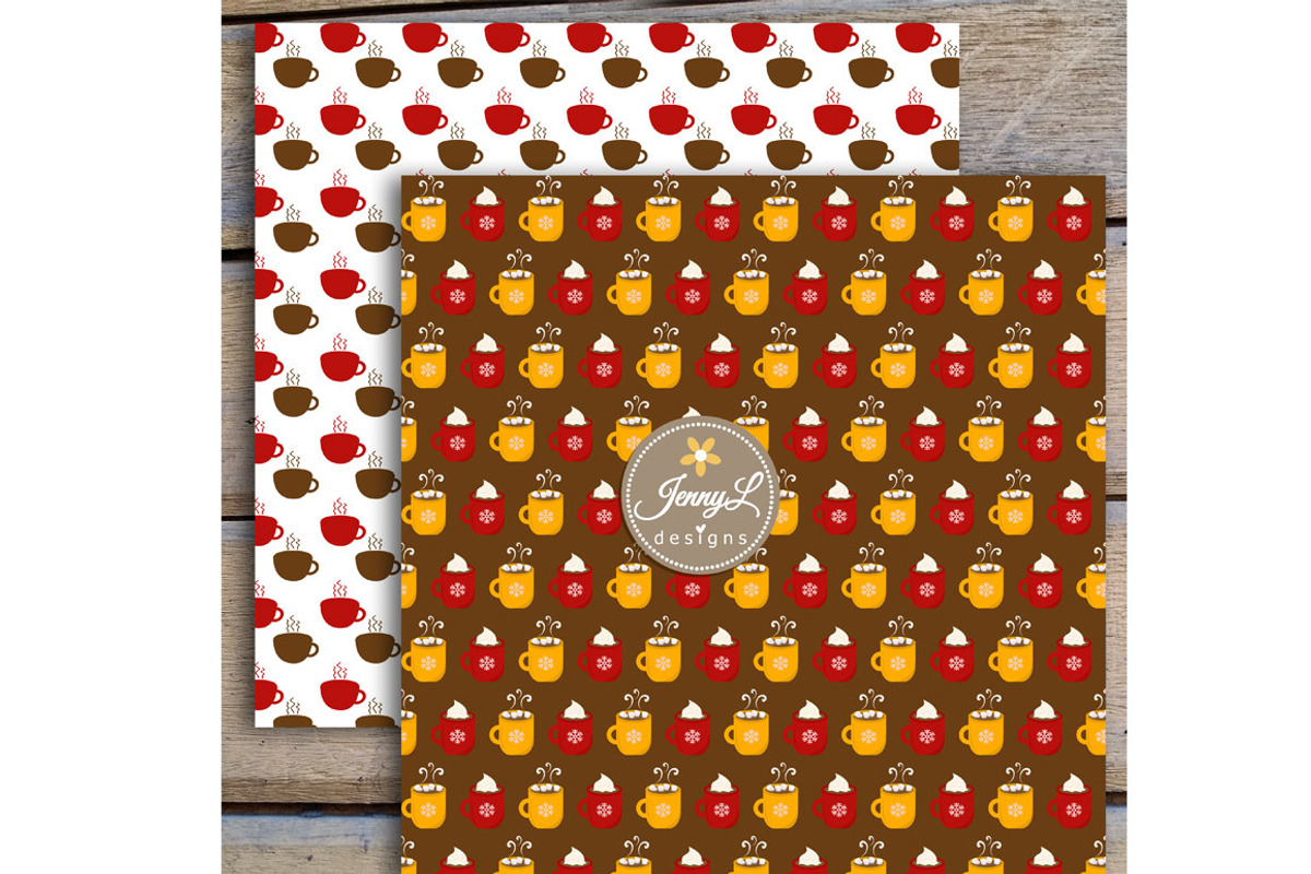 Hot Cocoa Digital Papers and Clipart, a Pattern Graphic by JennyL Designs (Photo 3 of 5)