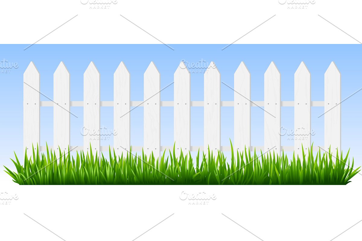 Realistic wooden fence. Green grass, a Texture Graphic by winwin.art