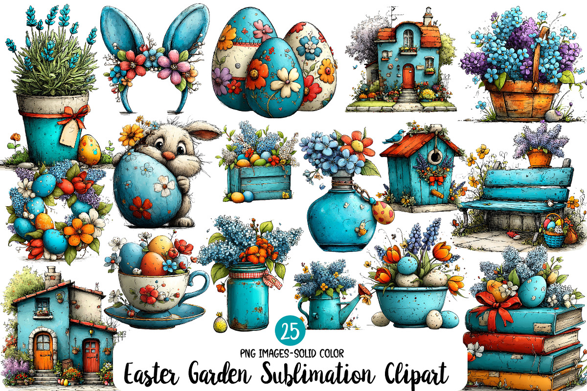 Easter Garden Sublimation Clipart, an Illustration by Designworld (Photo 1 of 5)