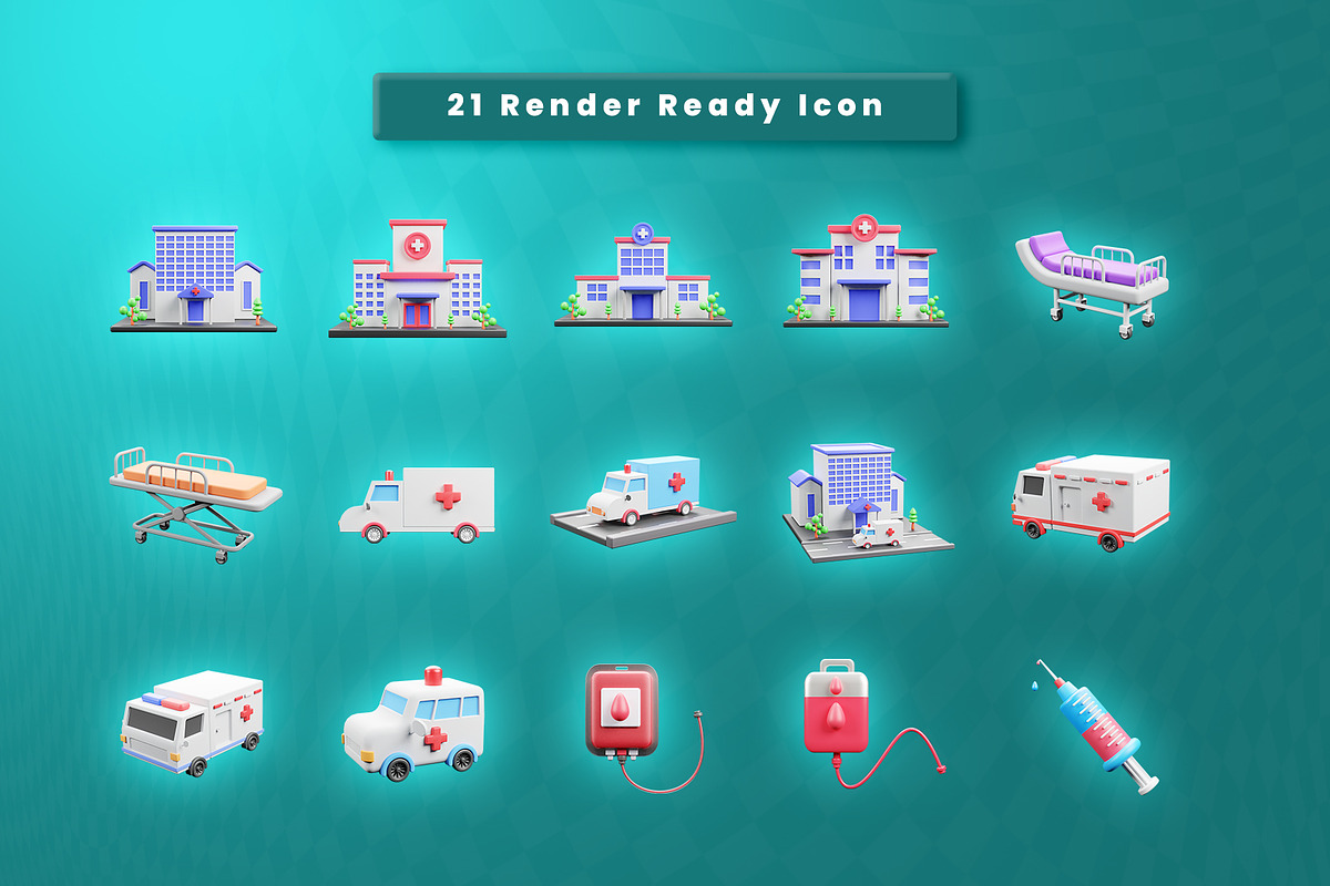 Medical & Ambulance 3d Icon Pack, a Light 3D Model by Ui Stock (Photo 2 of 5)