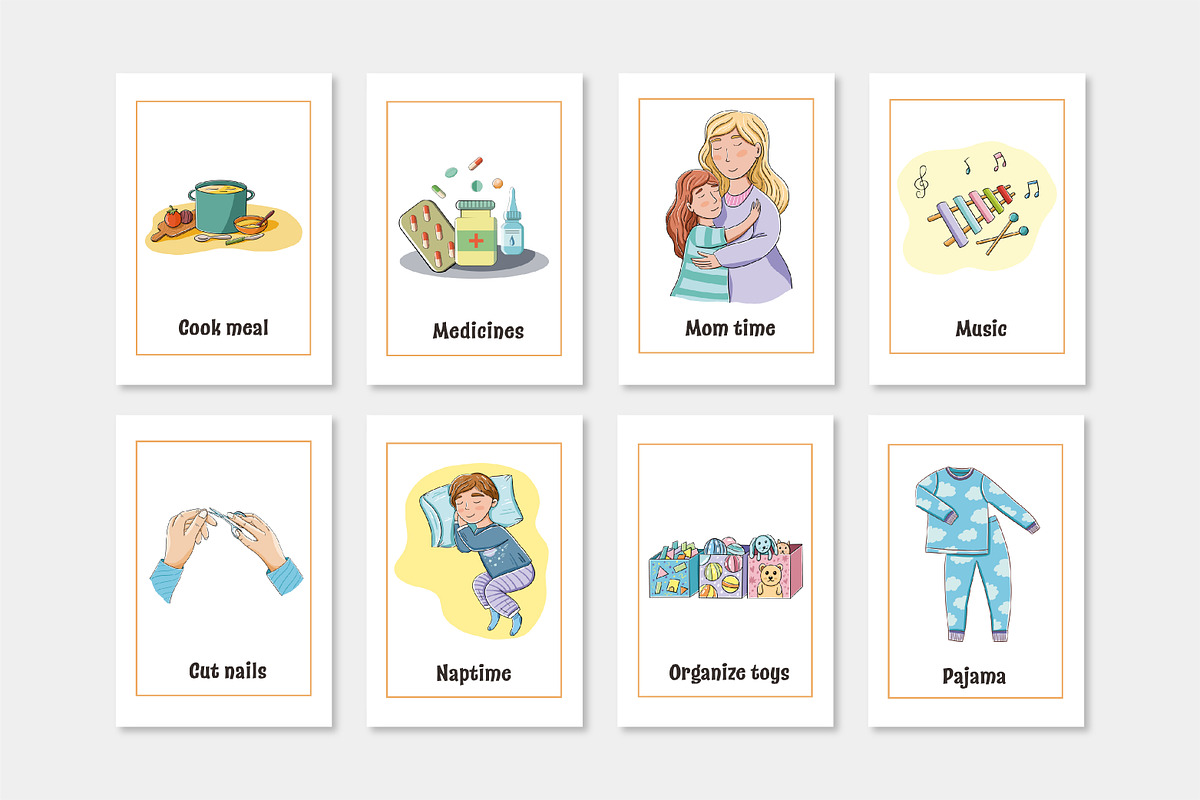 Printable Chore Clip Art Cards, a Card Template by svetodesign (Photo 5 of 9)