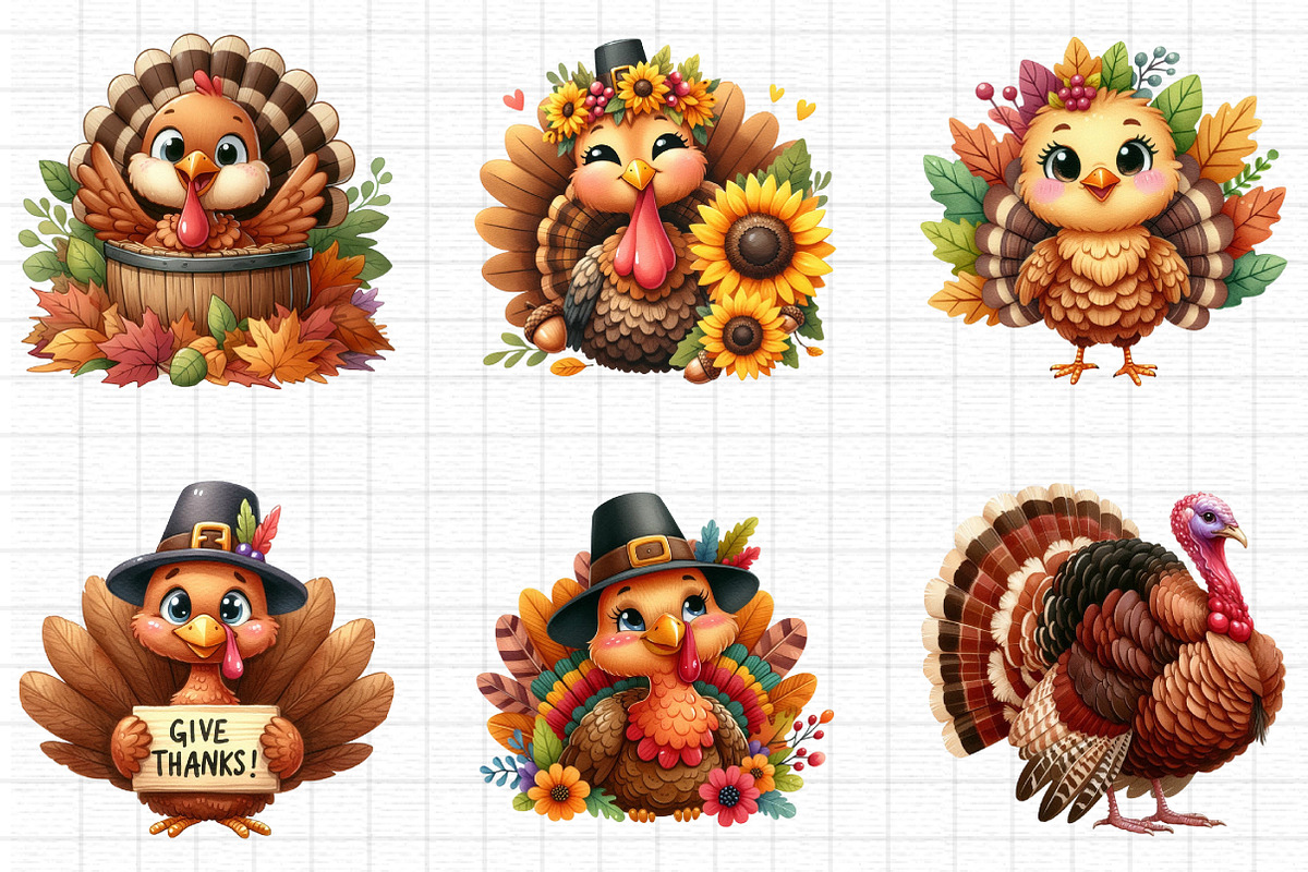 Watercolor Thanksgiving Clipart, a Seasonal Illustration by Daily.Designs