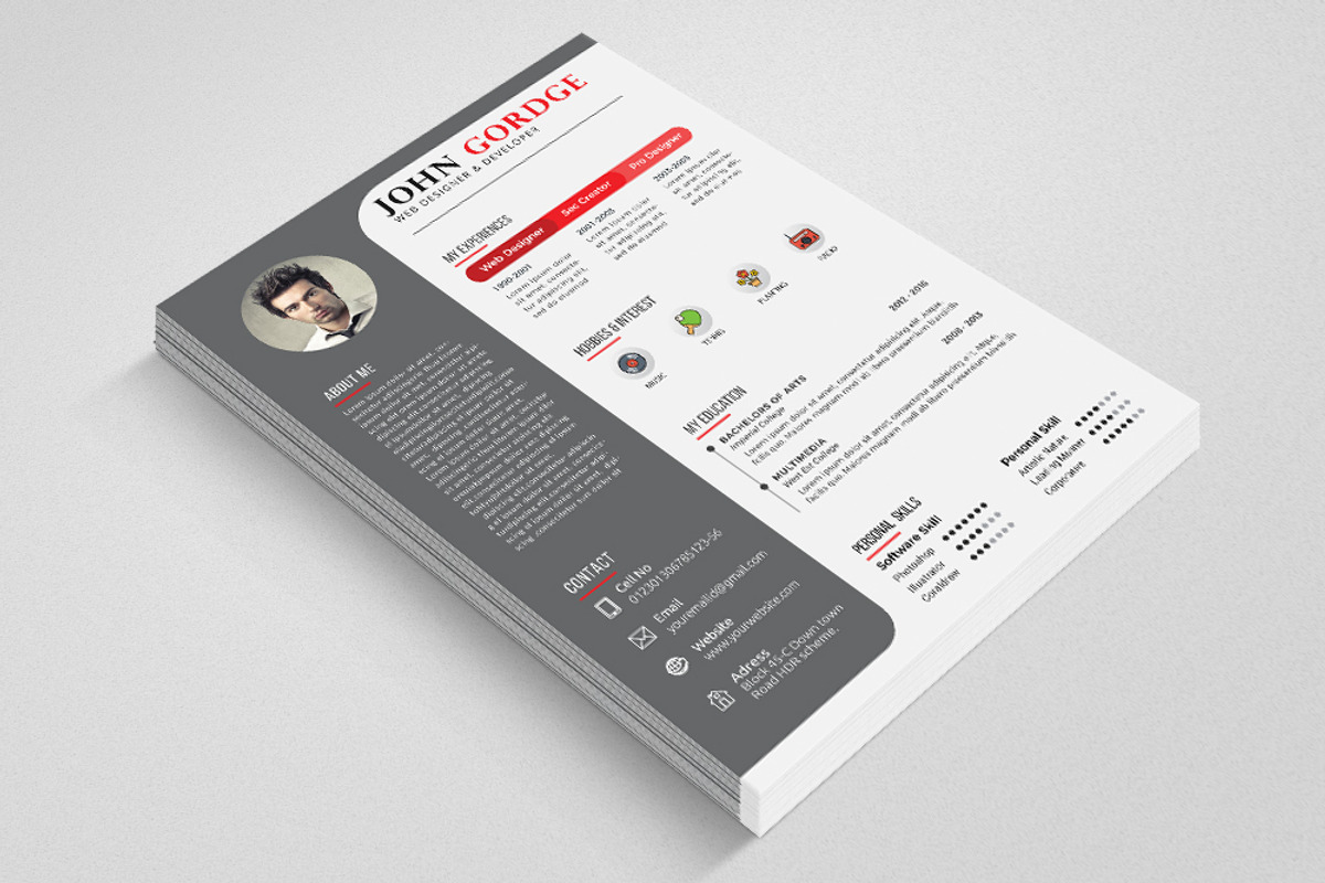 Professinal Job CV Resume Template, a Resume Template by Psd Templates