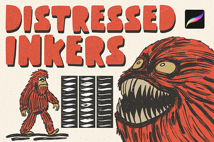Distressed Inkers For Procreate, a Brush Add-On by Heather Green Designs