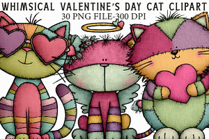 Whimsical Valentine’s Day Cat Clipar, an Illustration by Libby Wishes