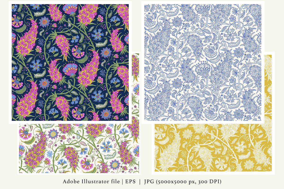 Vintage Jacobean Chintz Patterns, a Pattern Graphic by Rose Design (Photo 4 of 8)