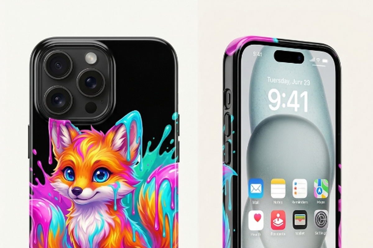 Cute Rainbow Paint Drip Fox, a Shirt Mockup by Vector Stall (Photo 13 of 15)