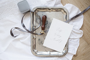 Vintage Silver Tray Wedding Mock Up 