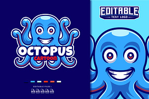 Octopus Mascot Cartoon Logo Template