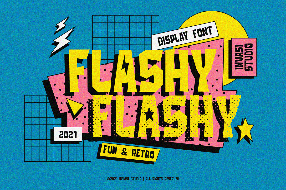 Flashy | Retro & Fun, a Font by Invasi Studio (Photo 1 of 9)