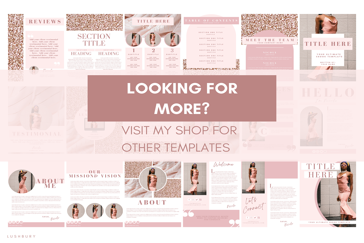 100 Rose Gold Ebook Template Canva, a Magazine Template by LushBury (Photo 5 of 5)
