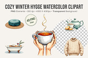 Cozy Winter Hygge Watercolor Clipart, an Illustration by Artnoy (Thumbnail 1 of 8)