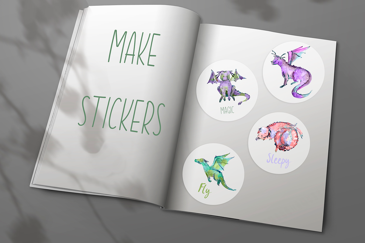 Cute Colored Dragons - Clip Art Set, an Illustration by Tati Bordiu (Photo 2 of 4)