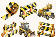 Watercolor Construction Vehicles, a Transportation Illustration by BusyDaydesign (Thumbnail 3 of 10)