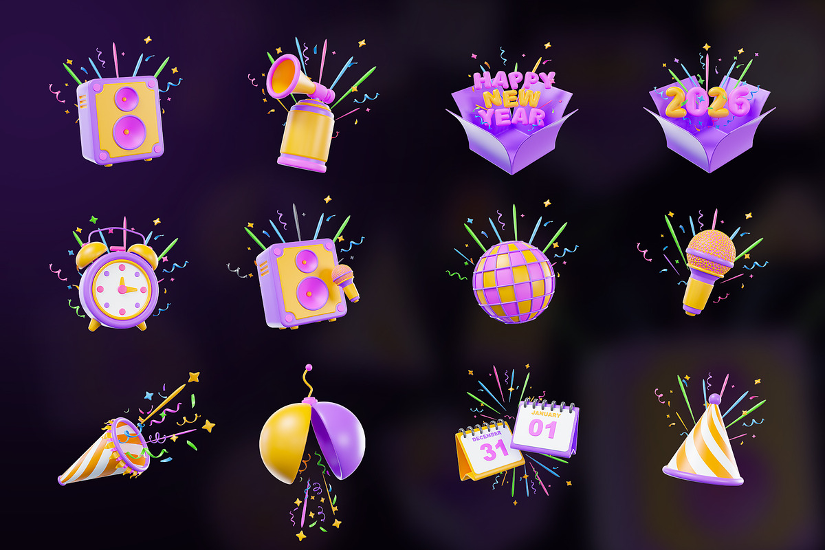 New Year 3D Icon Pack, an Object Graphic by Artnivora.Std (Photo 4 of 4)