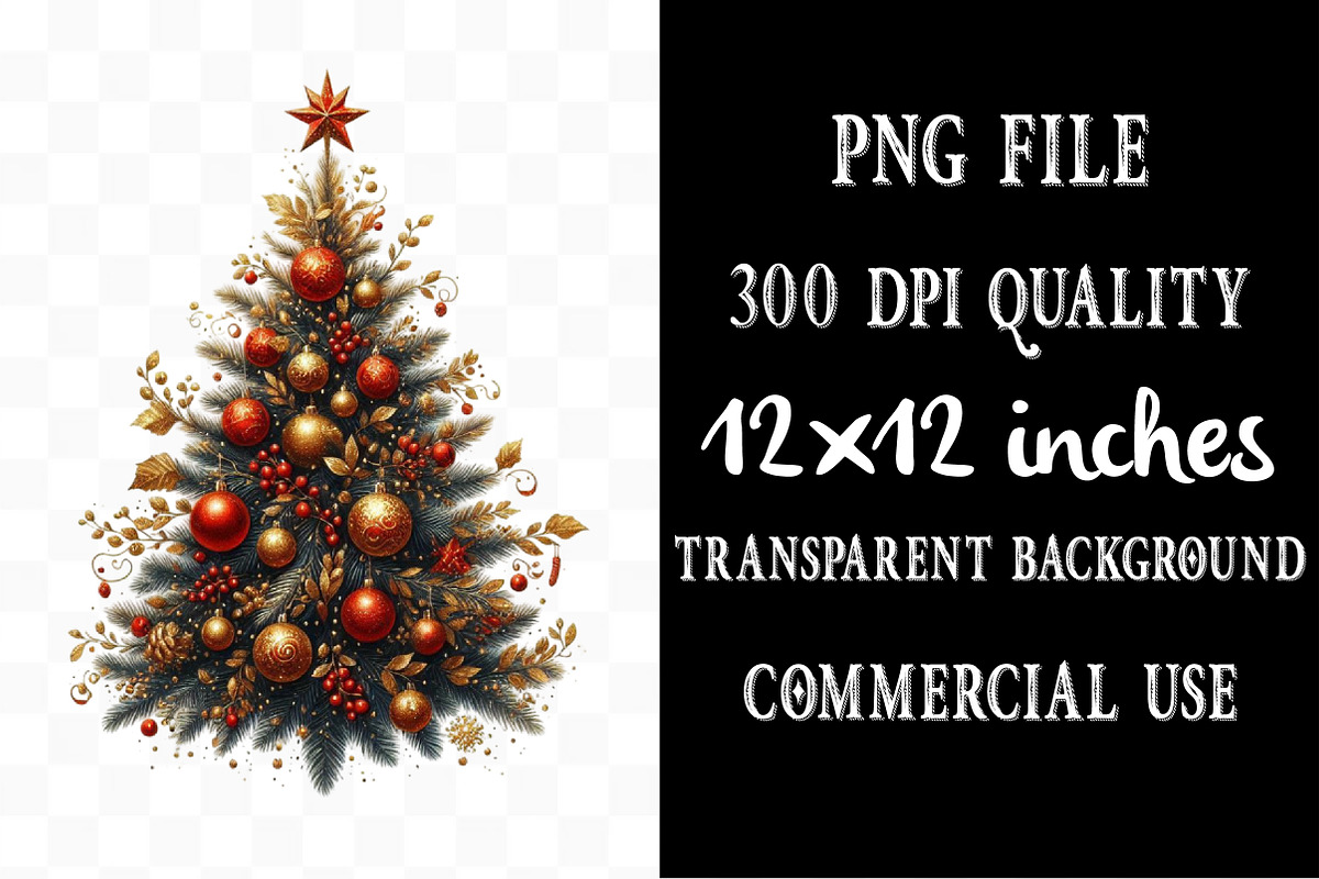 Red Gold Christmas Clipart, an Illustration by Designking (Photo 4 of 5)