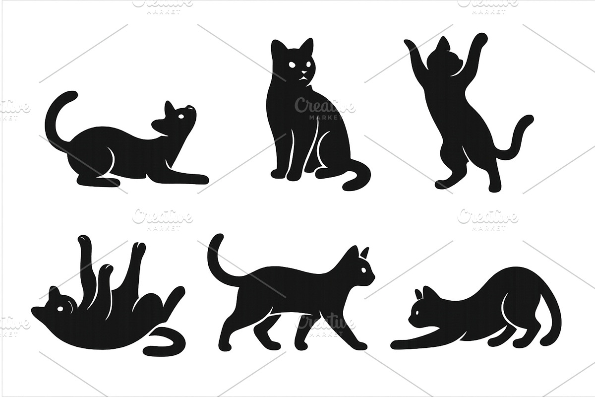 Silhouettes of playful cats engaged, an Animal Illustration by ZinetroN