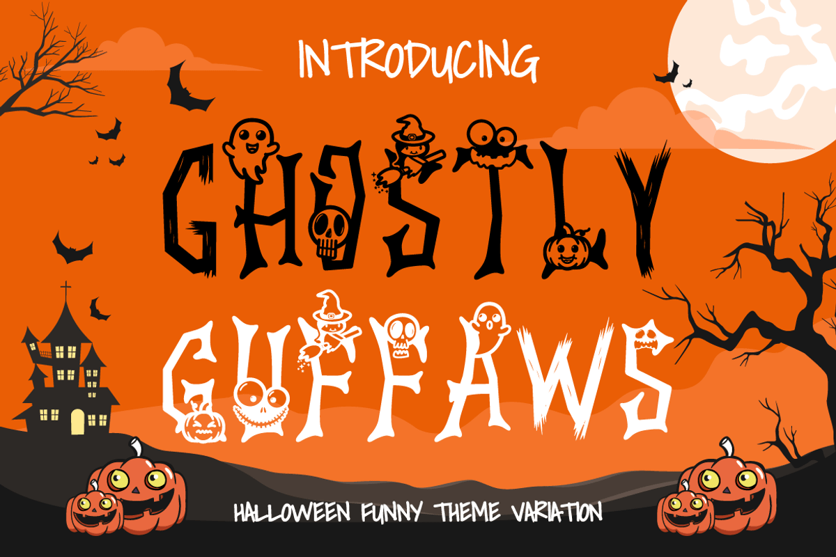 Ghostly Guffaws - Halloween Funny, a Font by PutraCetol Studio (Photo 1 of 11)