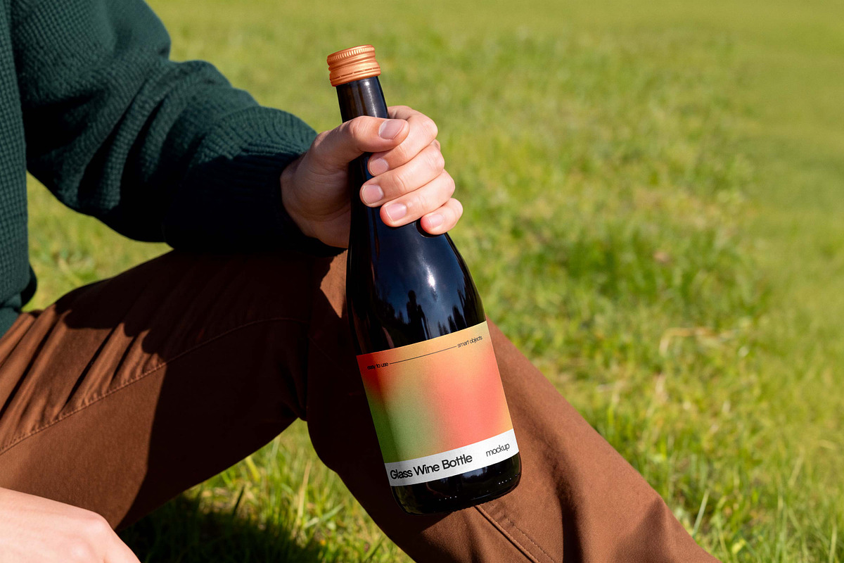 Wine Bottle Mockup, a Packaging Mockup by Design Squad (Photo 2 of 4)