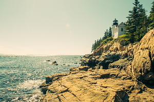 Maine lighthouse stock photo containing acadia and national park