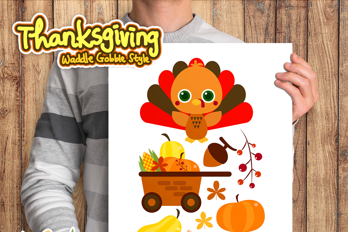 Thanksgiving Waddle Gobble, a Seasonal Illustration by Cozy Cat Design (Photo 6 of 6)