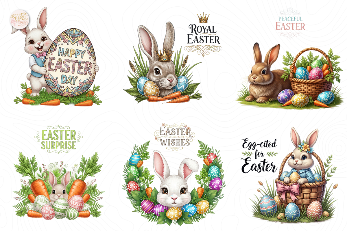 Happy Easter PNG Clipart, Cute Bunny, an Animal Illustration by KennedyStudio (Photo 3 of 5)