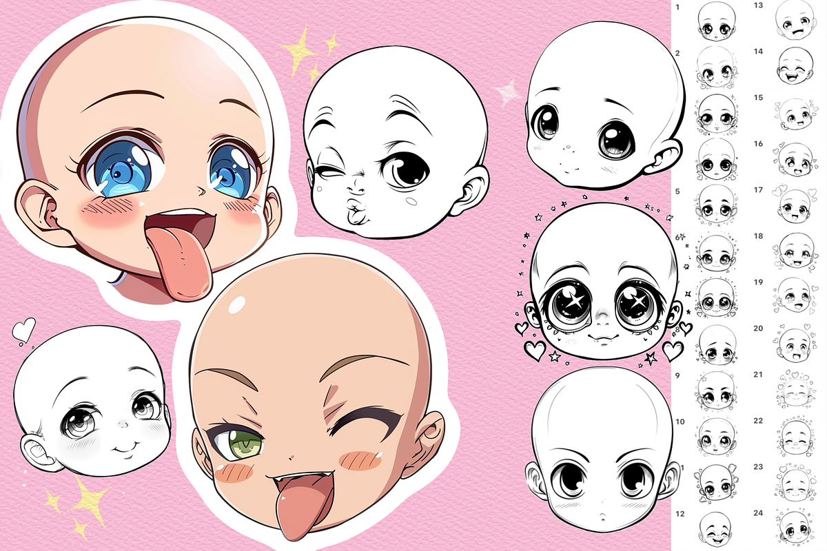 Procreate Chibi face brushes, a Brush Add-On by Revabrush (Photo 4 of 7)