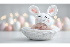 A baby, clad in a bunny hat, a Beauty & Fashion Photo by ZinetroN