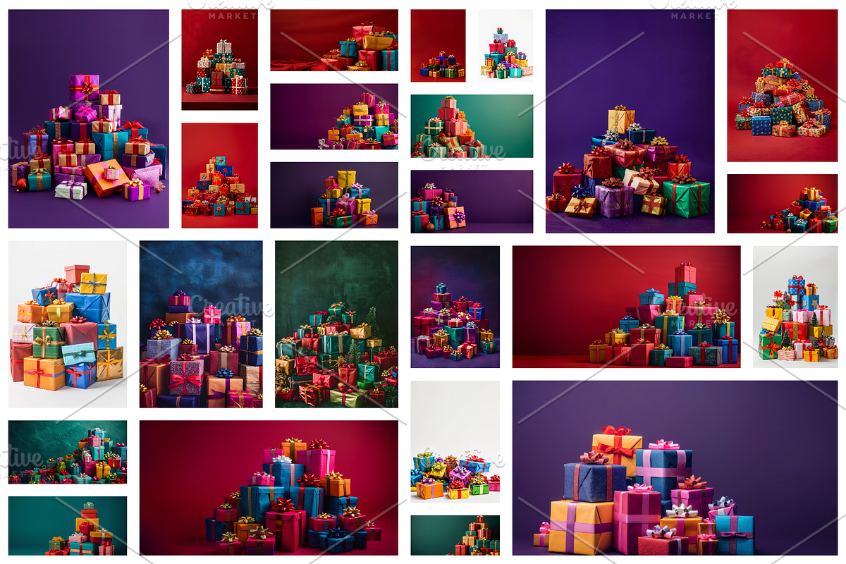 86 Gift boxes with ribbons and bows, a Holiday Photo by Handmadefont (Photo 4 of 90)