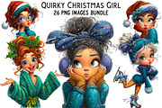 Quirky Christmas Girl Clipart Bundle, an Illustration by Craft Nest (Thumbnail 1 of 8)