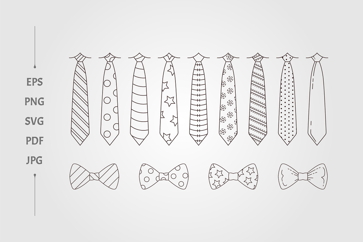 various of tie line art vector, an Object Graphic by lawoel