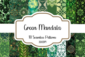 Green Mandala Seamless Patterns