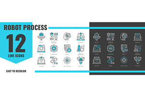 RPA icons, robot process automation, a Technology Illustration by Vector Tradition