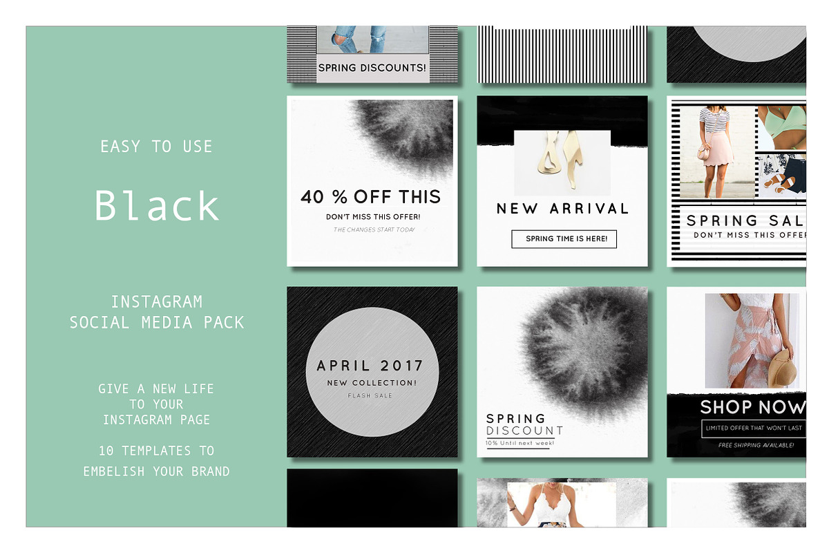 Instagram template - Black spring, a Social Media Template by AtelierCartouche (Photo 1 of 5)