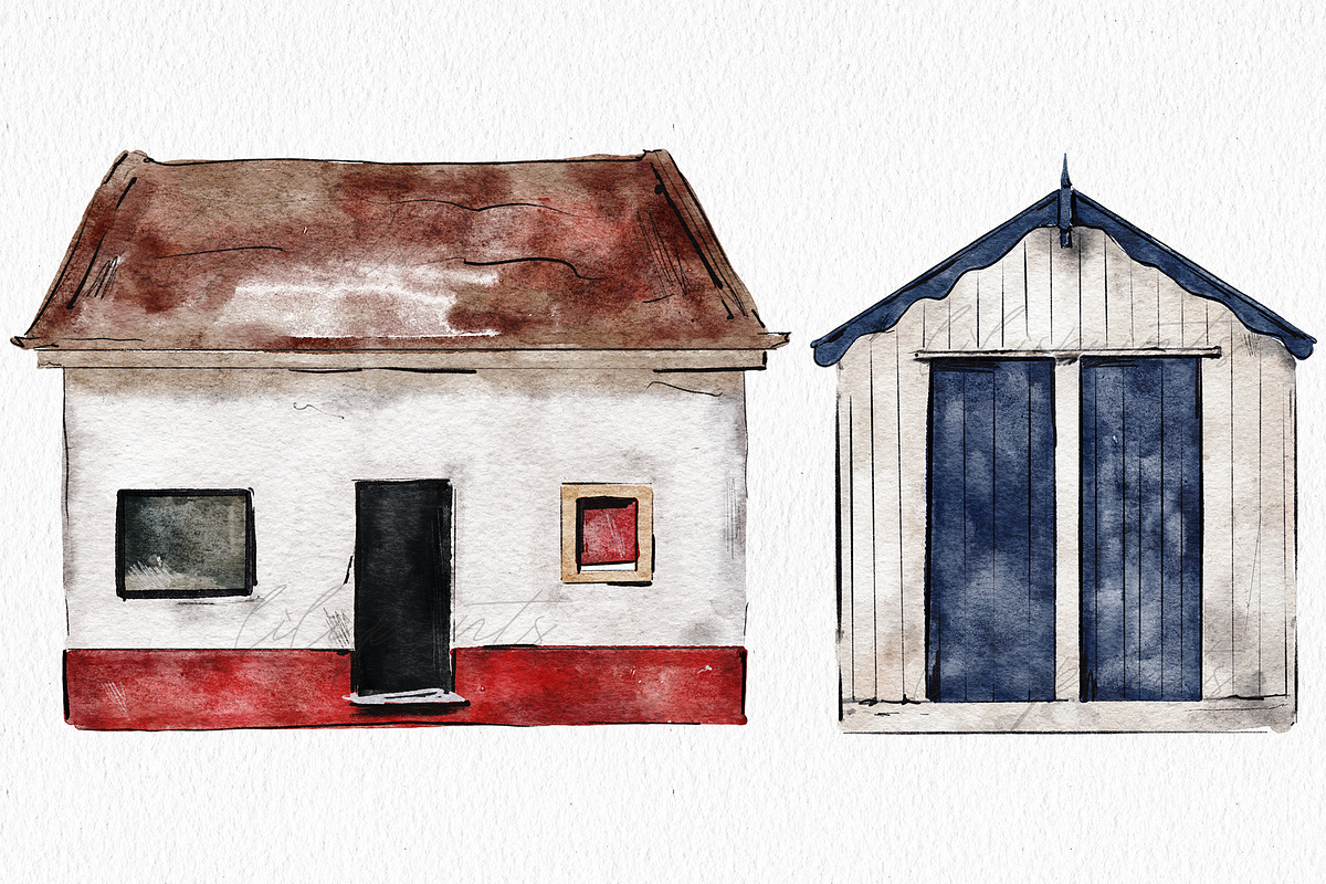 Watercolor icelandic houses, an Illustration by lilisprints (Photo 5 of 5)