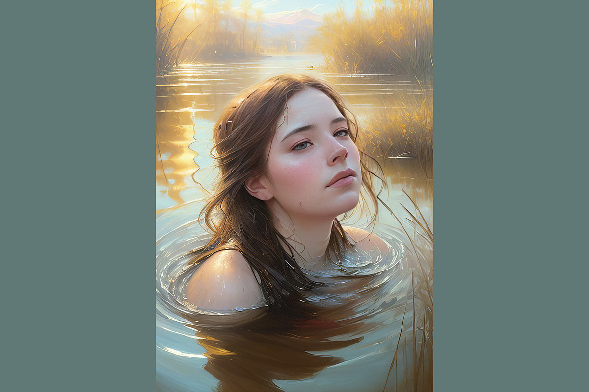 Serene Lake Maiden Portraits, a Person Illustration by StockVerse Creative (Photo 2 of 4)