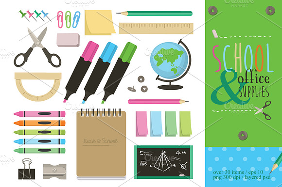 'Back to School' vector set preview 3