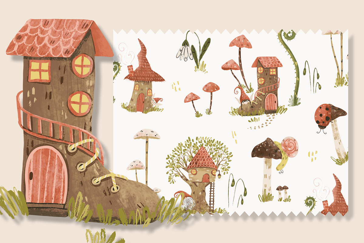 Gnomes Whimsy Pattern, a Pattern Graphic by Lady Bruniere Design (Photo 2 of 8)