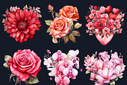 Valentine's Day Flowers Clipart, a Seasonal Illustration by GiraffeCreative (Thumbnail 5 of 9)