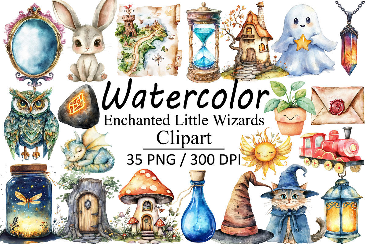 Enchanted Little Wizards Clipart, an Illustration by Design Market (Photo 1 of 3)