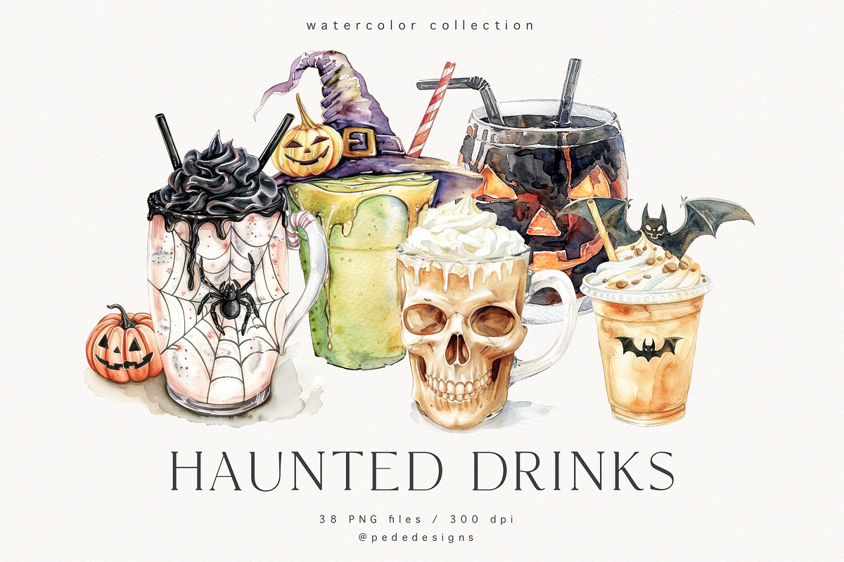 Haunted Drinks, a Food Illustration by PeDe Designs (Photo 1 of 8)
