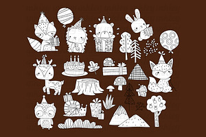 Woodland Animal Birthday Colouring